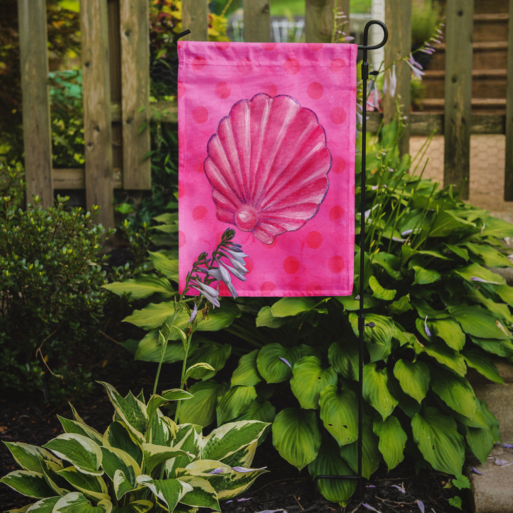 Pink Sea Shell Pink Polkadot Flag Garden Size BB8244GF  the-store.com.