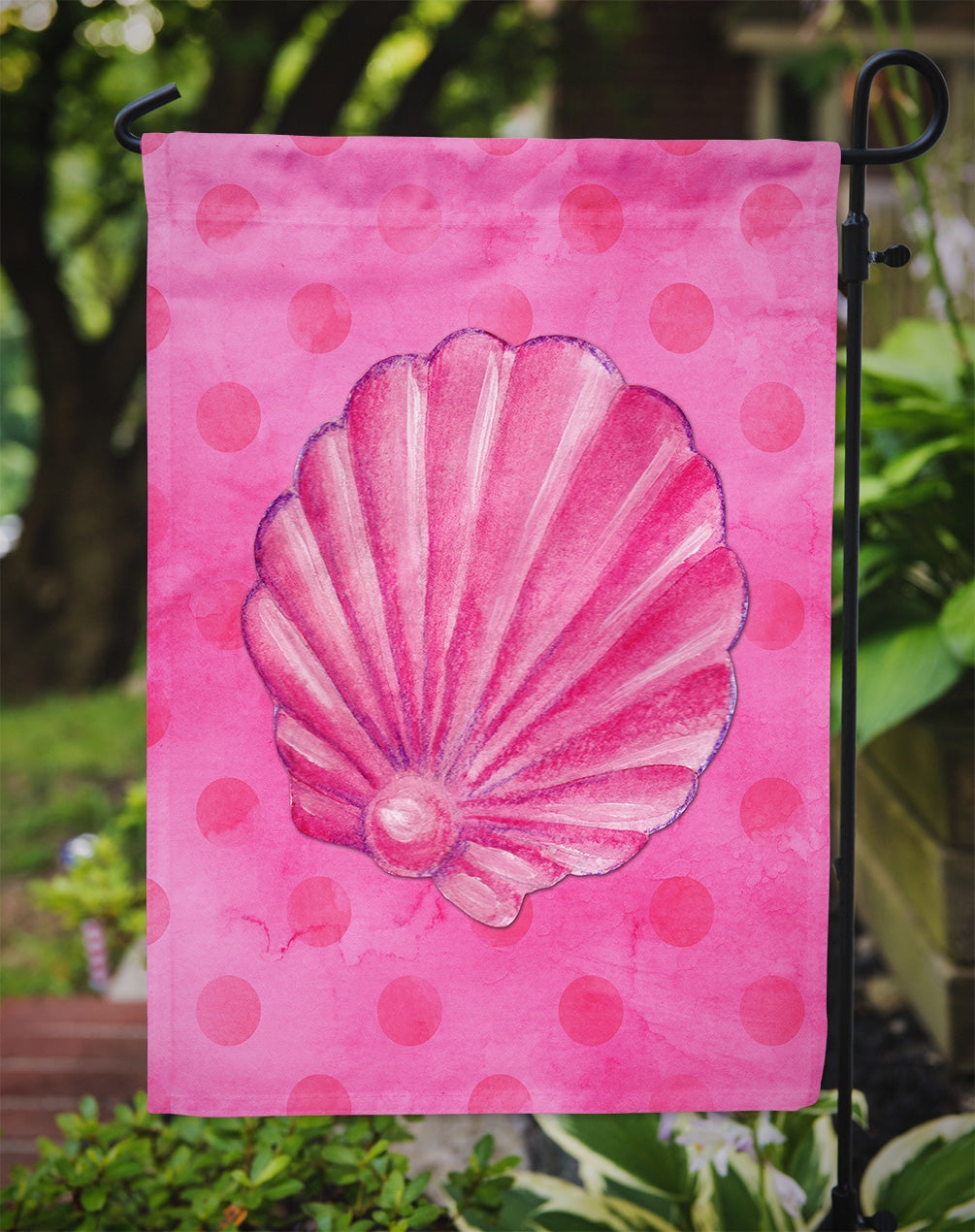 Pink Sea Shell Pink Polkadot Flag Garden Size BB8244GF