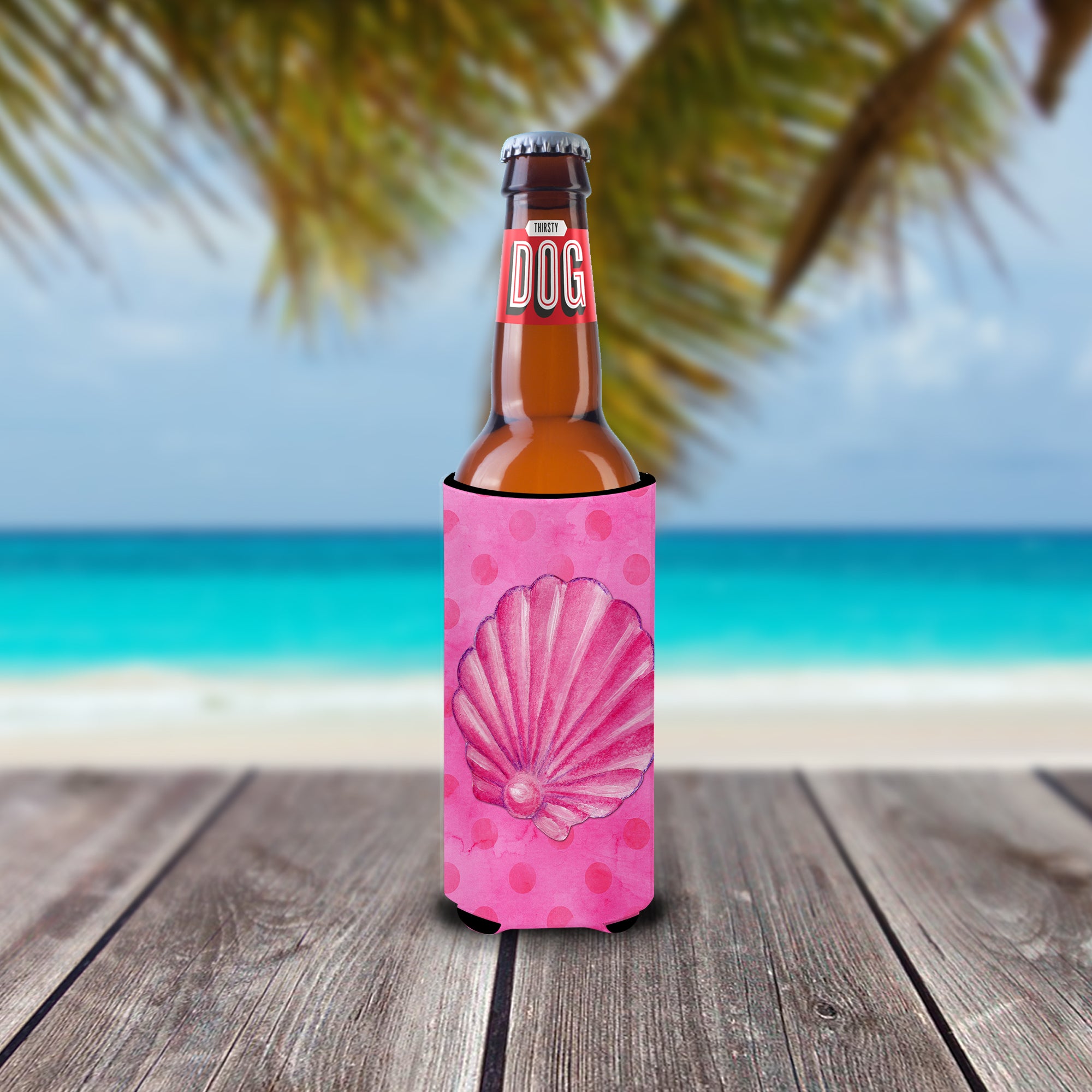 Pink Sea Shell Pink Polkadot  Ultra Hugger for slim cans BB8244MUK