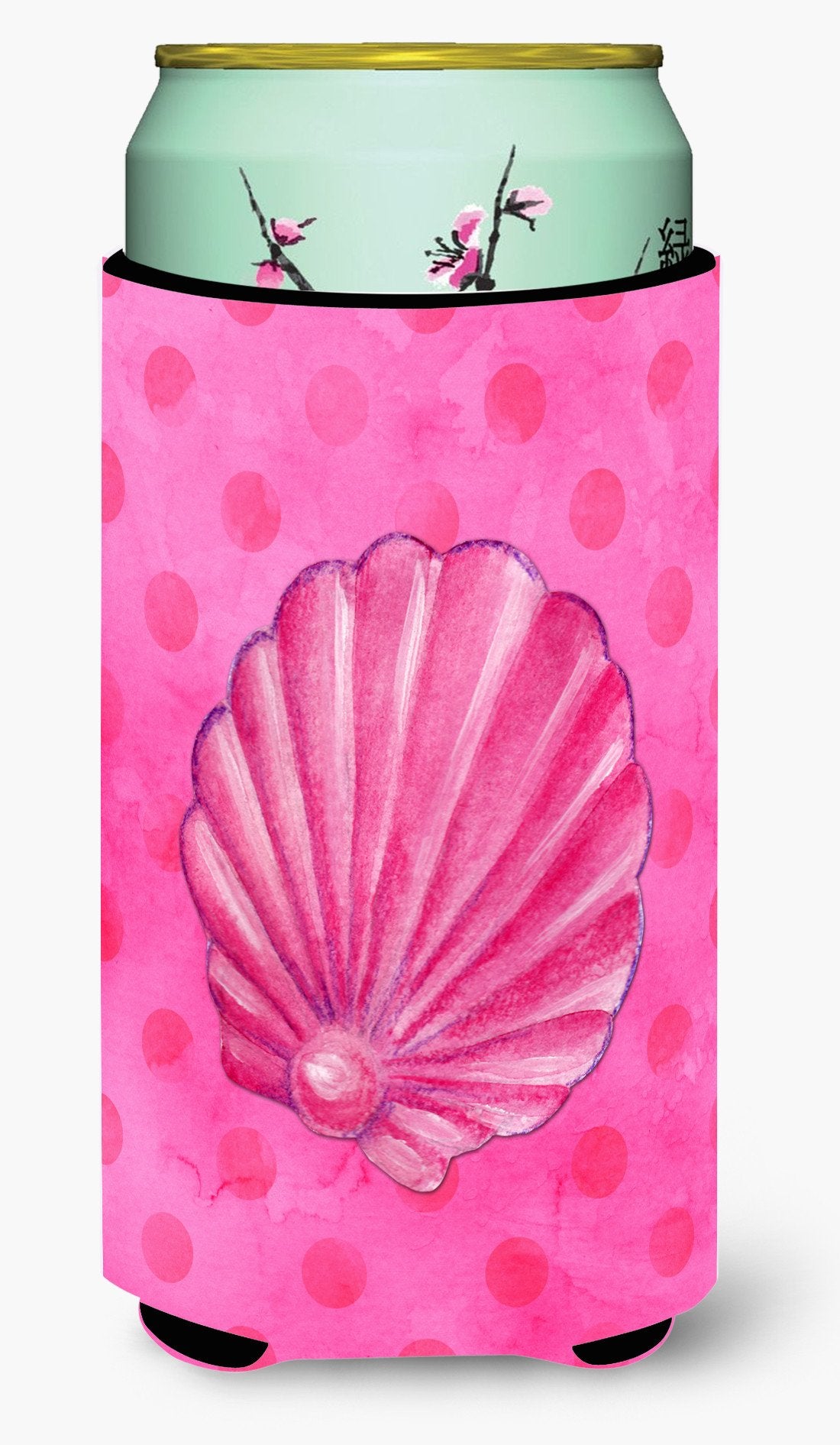 Pink Sea Shell Pink Polkadot Tall Boy Beverage Insulator Hugger BB8244TBC by Caroline&#39;s Treasures