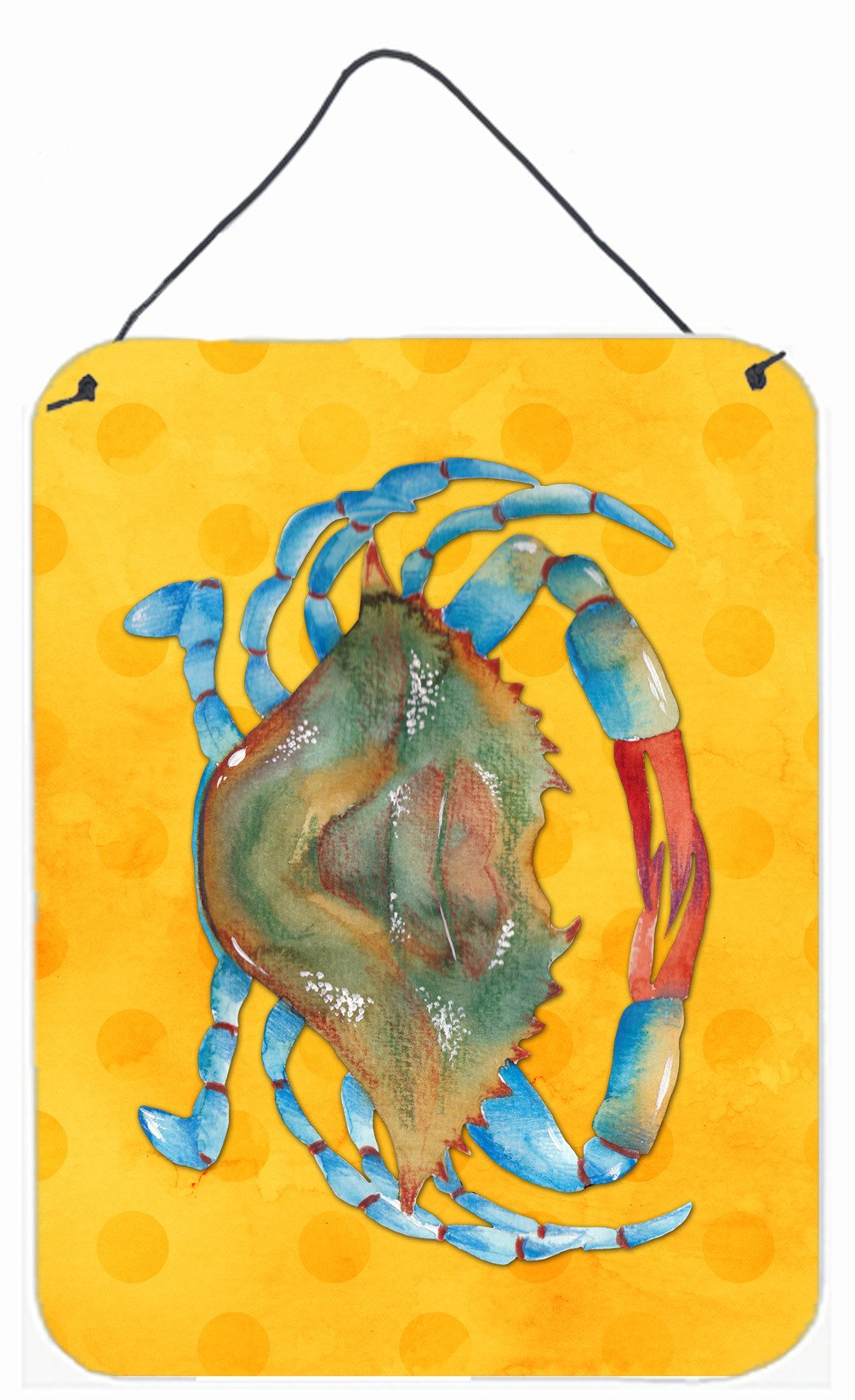 Blue Crab Yellow Polkadot Wall or Door Hanging Prints BB8247DS1216 by Caroline's Treasures