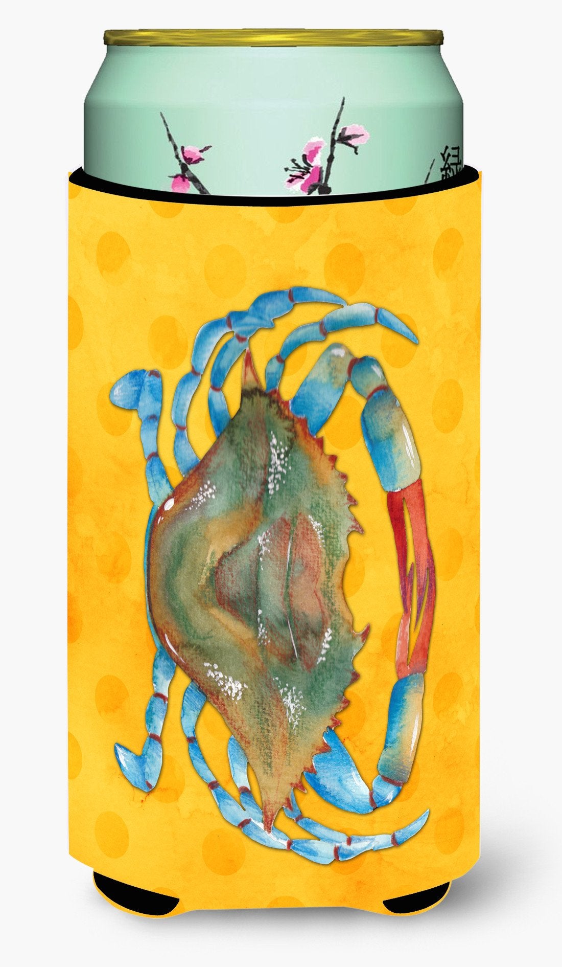 Blue Crab Yellow Polkadot Tall Boy Beverage Insulator Hugger BB8247TBC by Caroline&#39;s Treasures