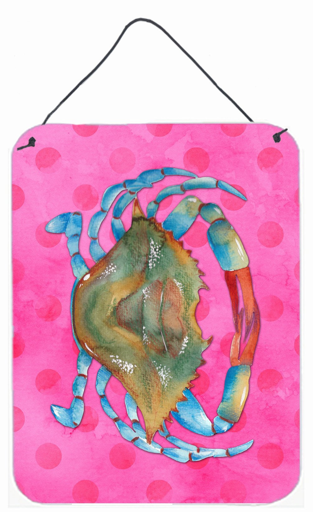 Blue Crab Pink Polkadot Wall or Door Hanging Prints BB8249DS1216 by Caroline&#39;s Treasures