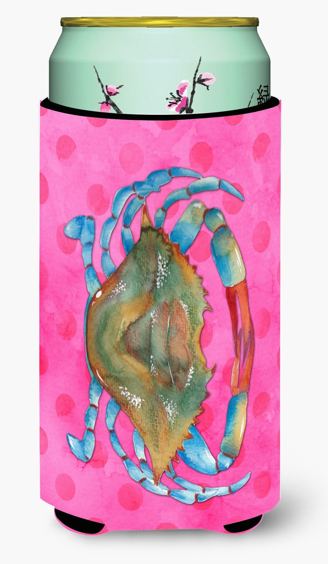 Blue Crab Pink Polkadot Tall Boy Beverage Insulator Hugger BB8249TBC by Caroline&#39;s Treasures