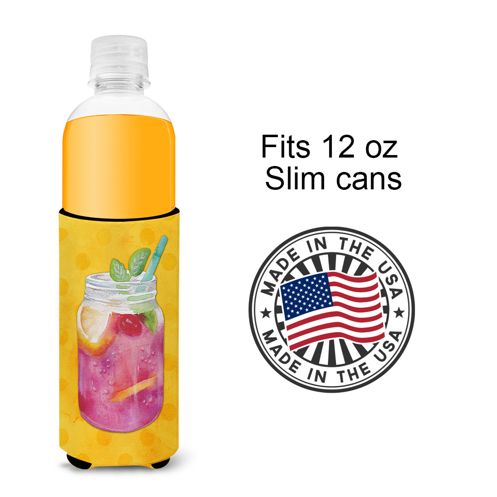 Mason Jar Cocktail Yellow Polkadot  Ultra Hugger for slim cans BB8252MUK