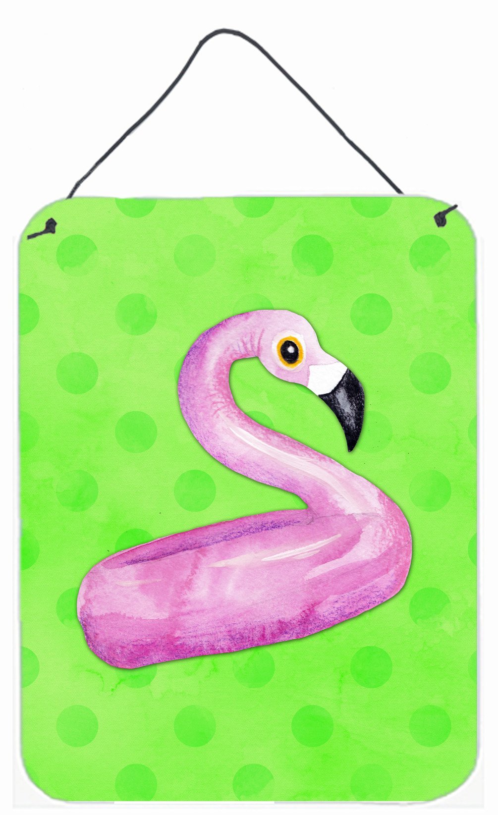 Flamingo Floaty Green Polkadot Wall or Door Hanging Prints BB8255DS1216 by Caroline&#39;s Treasures