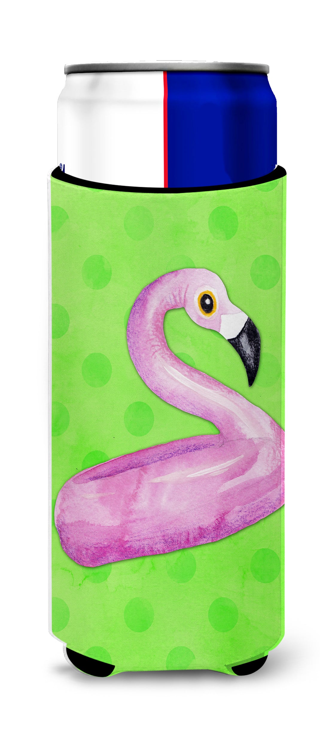 Flamingo Floaty Green Polkadot  Ultra Hugger for slim cans BB8255MUK