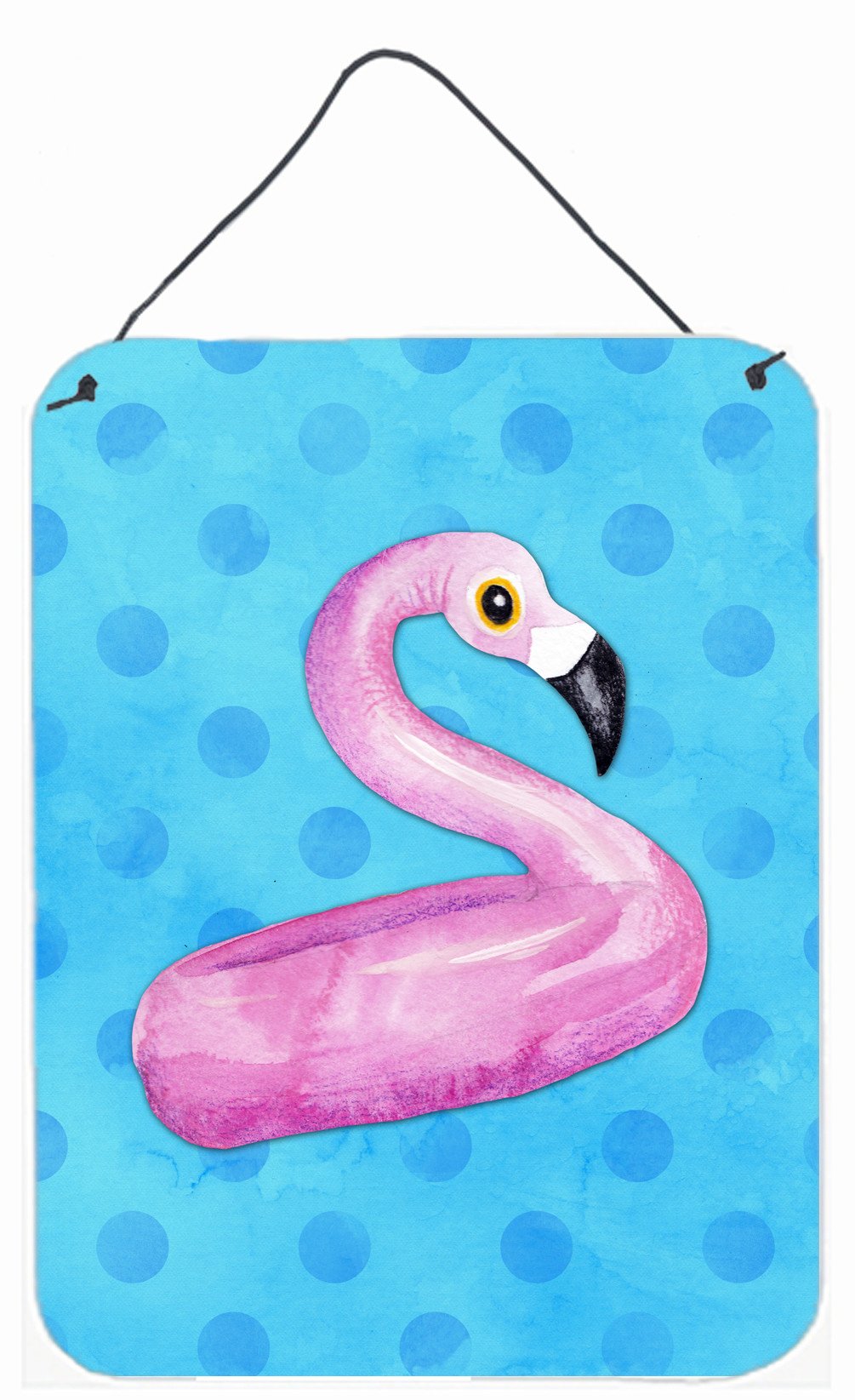 Flamingo Floaty Blue Polkadot Wall or Door Hanging Prints BB8256DS1216 by Caroline&#39;s Treasures