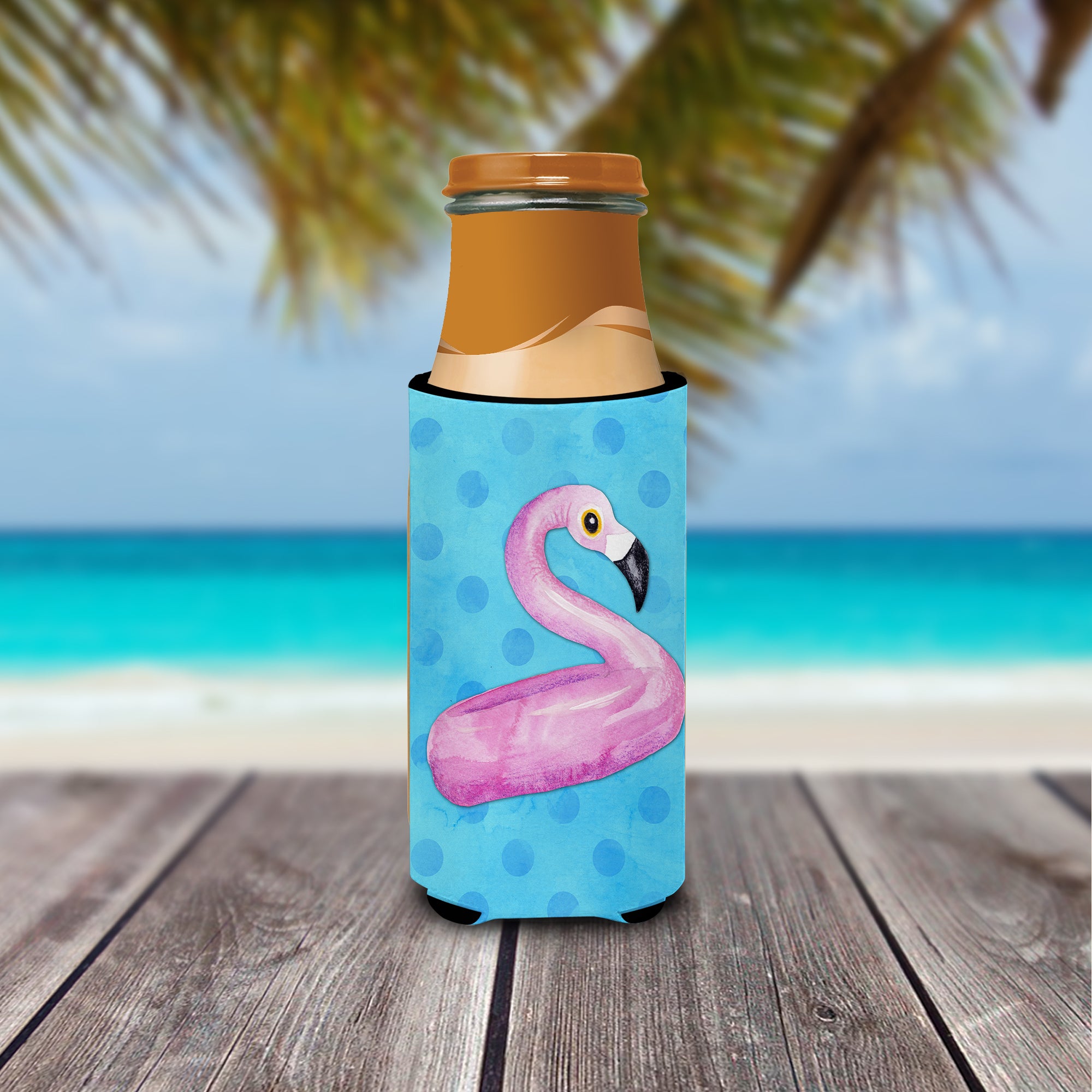 Flamingo Floaty Blue Polkadot  Ultra Hugger for slim cans BB8256MUK