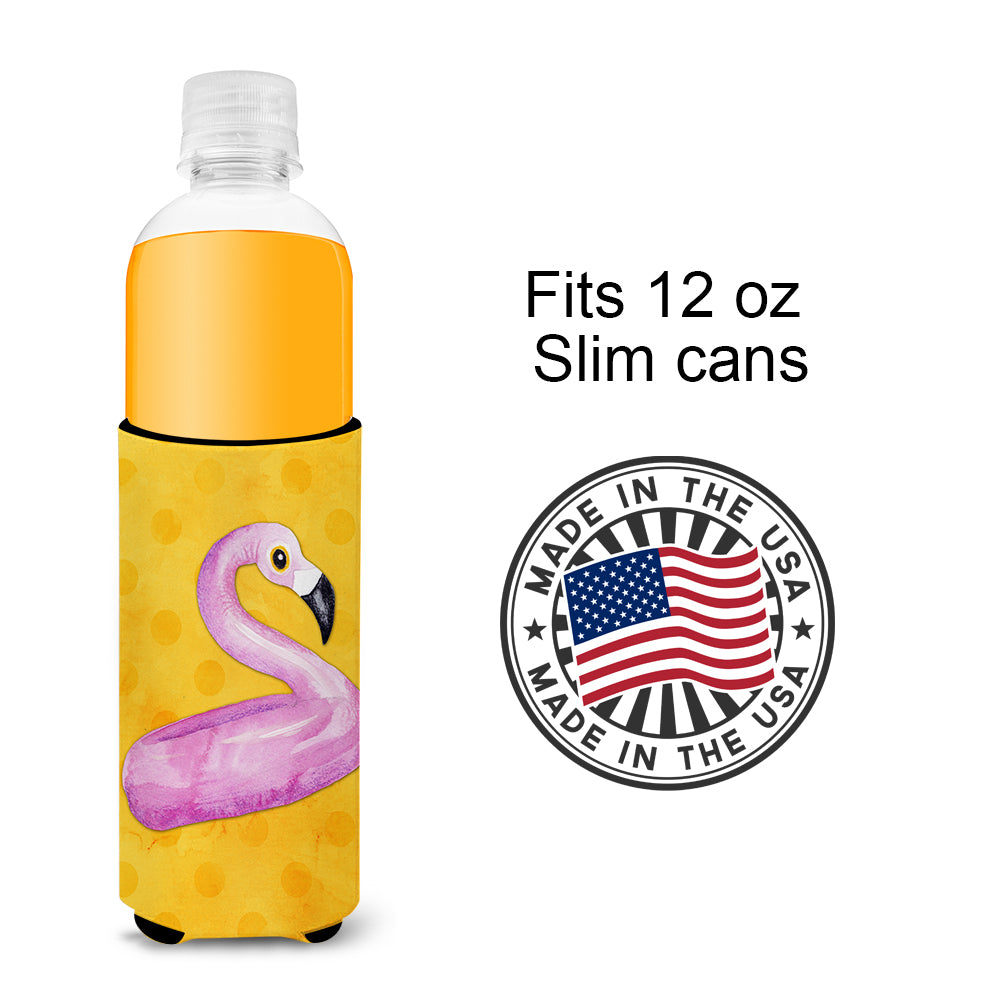 Flamingo Floaty Yellow Polkadot  Ultra Hugger for slim cans BB8257MUK  the-store.com.