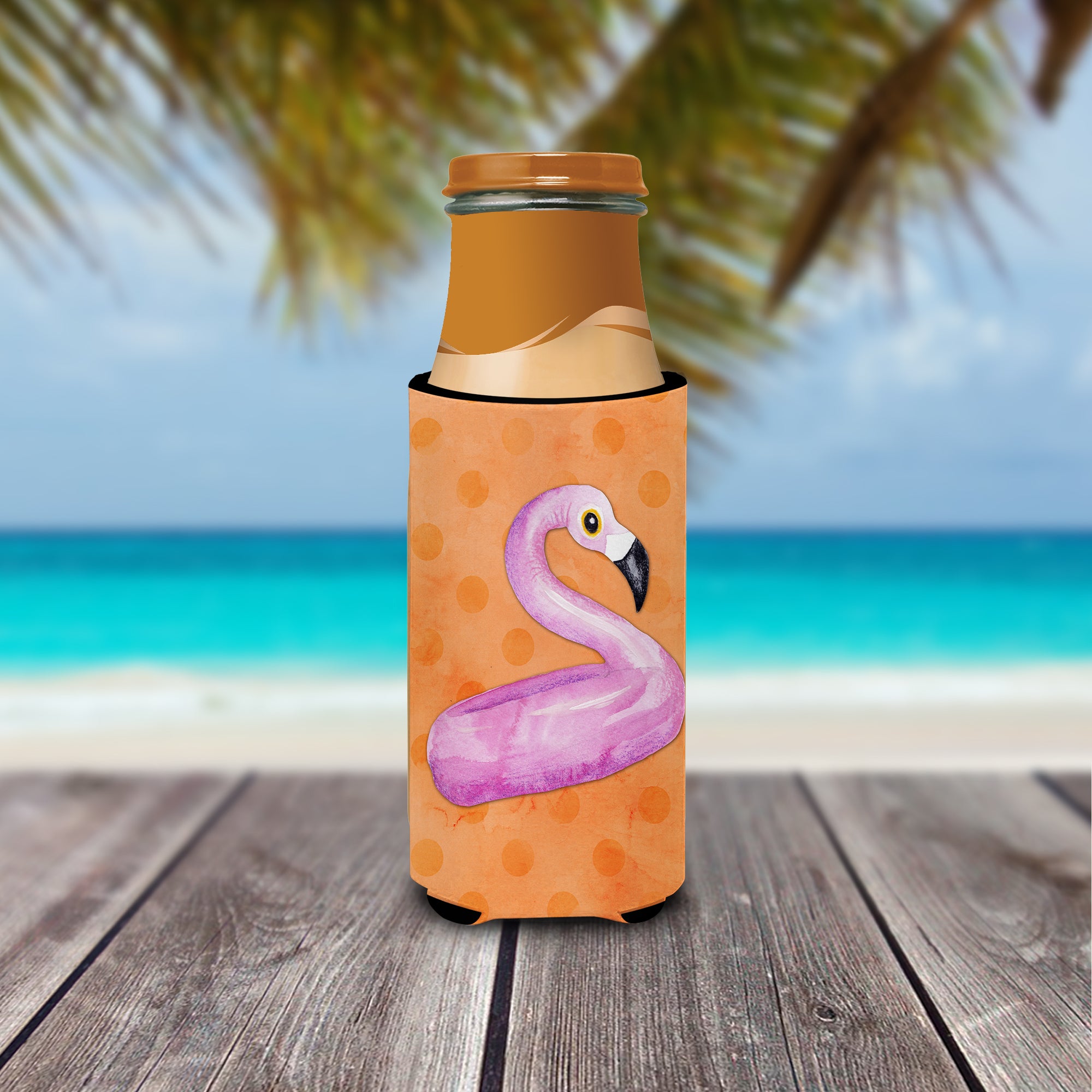 Flamingo Floaty Orange Polkadot  Ultra Hugger for slim cans BB8258MUK  the-store.com.