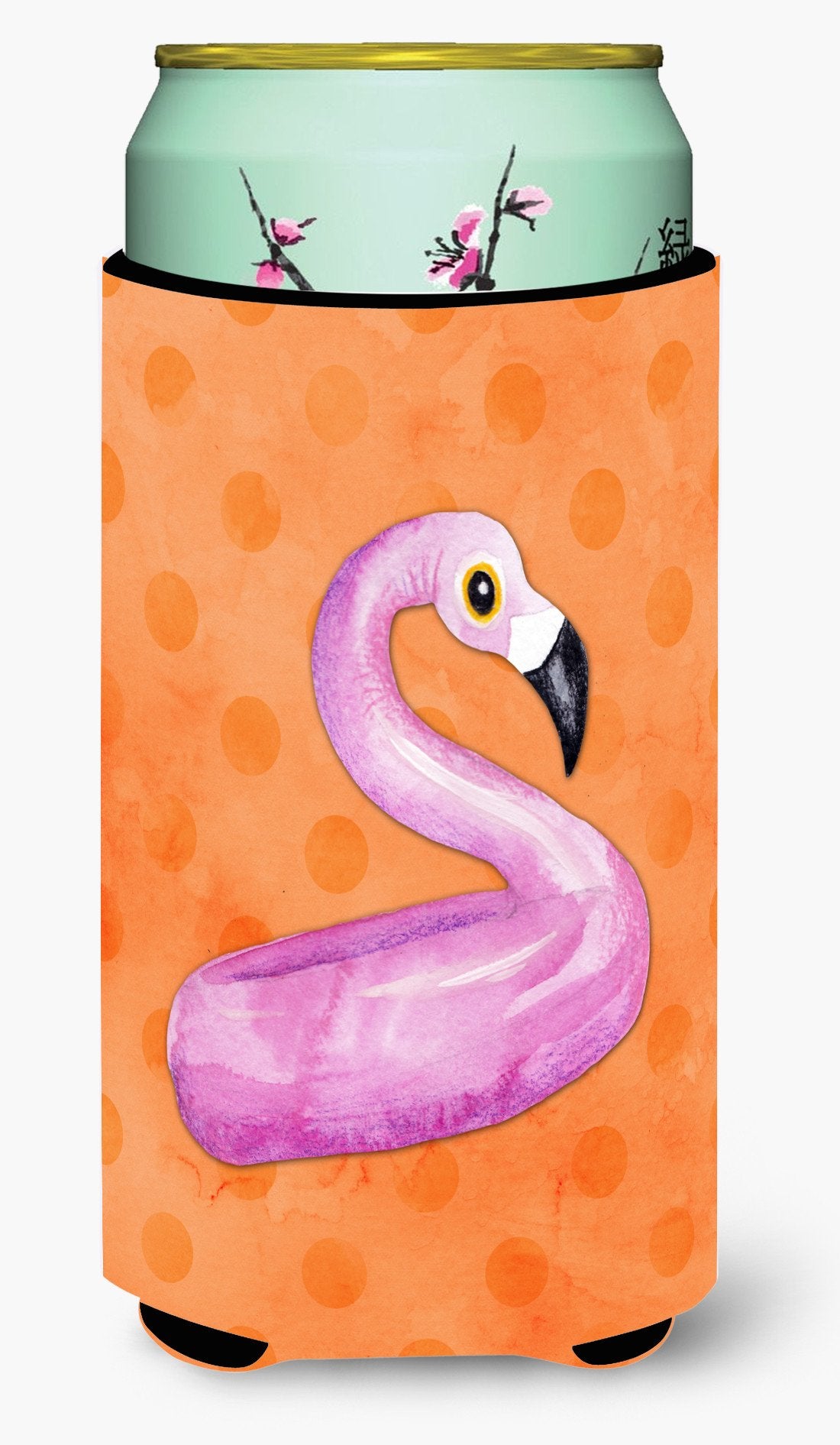 Flamingo Floaty Orange Polkadot Tall Boy Beverage Insulator Hugger BB8258TBC by Caroline&#39;s Treasures