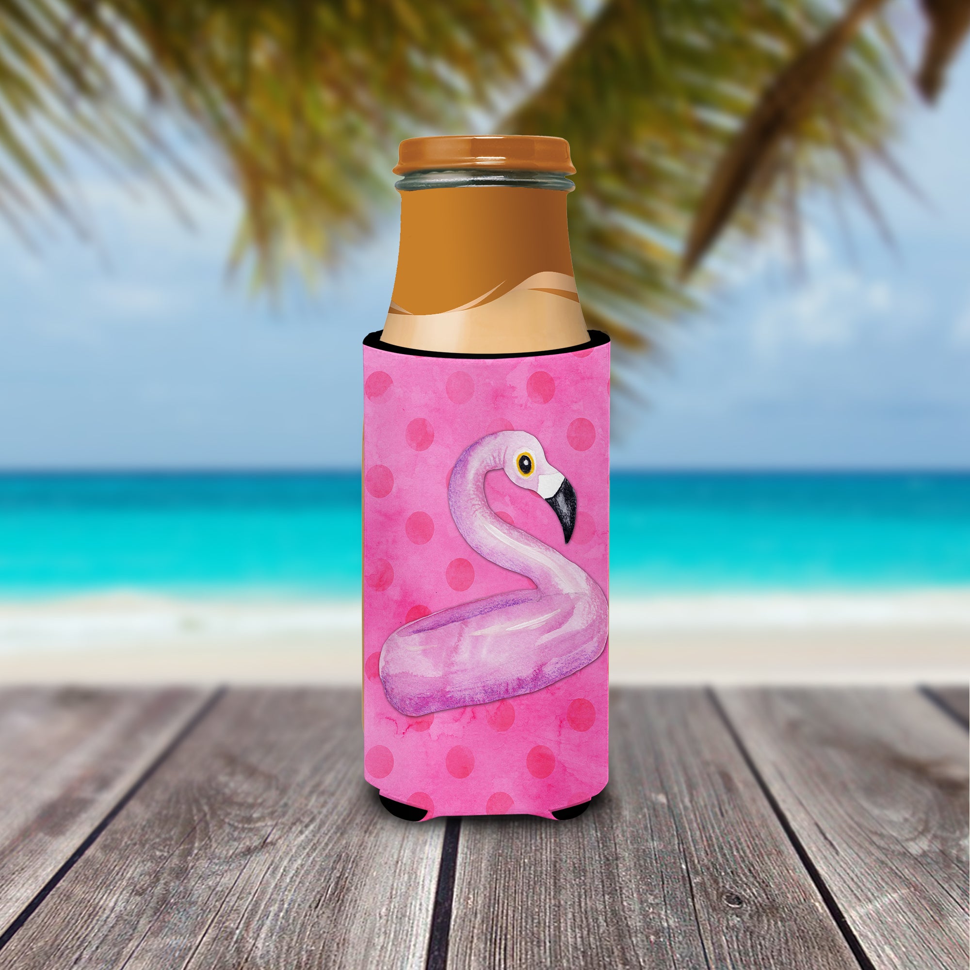 Flamingo Floaty Pink Polkadot  Ultra Hugger for slim cans BB8259MUK  the-store.com.