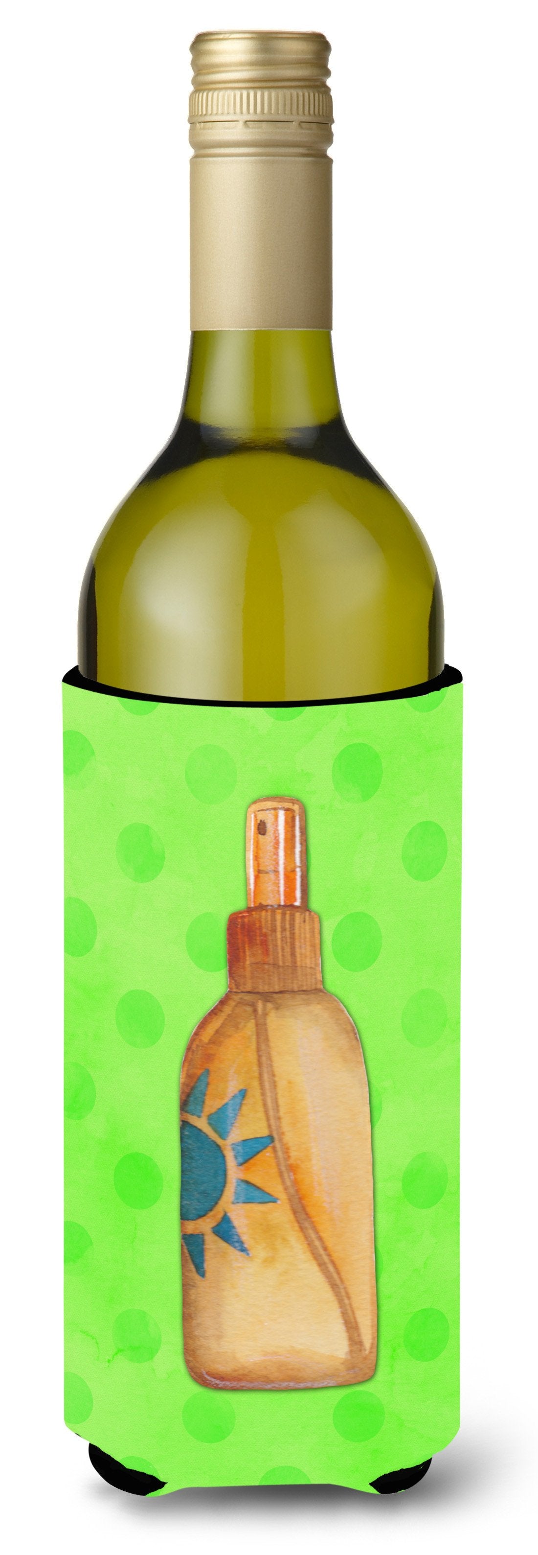 Message in a Bottle Green Polkadot Wine Bottle Beverge Insulator Hugger BB8260LITERK by Caroline&#39;s Treasures