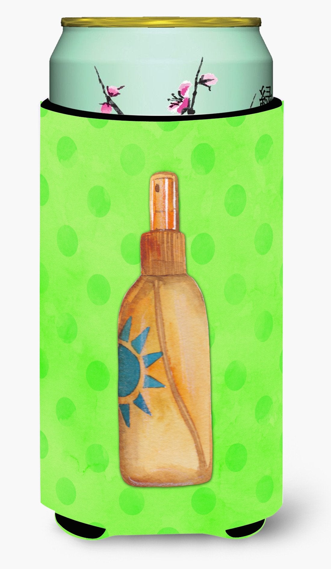 Message in a Bottle Green Polkadot Tall Boy Beverage Insulator Hugger BB8260TBC by Caroline's Treasures