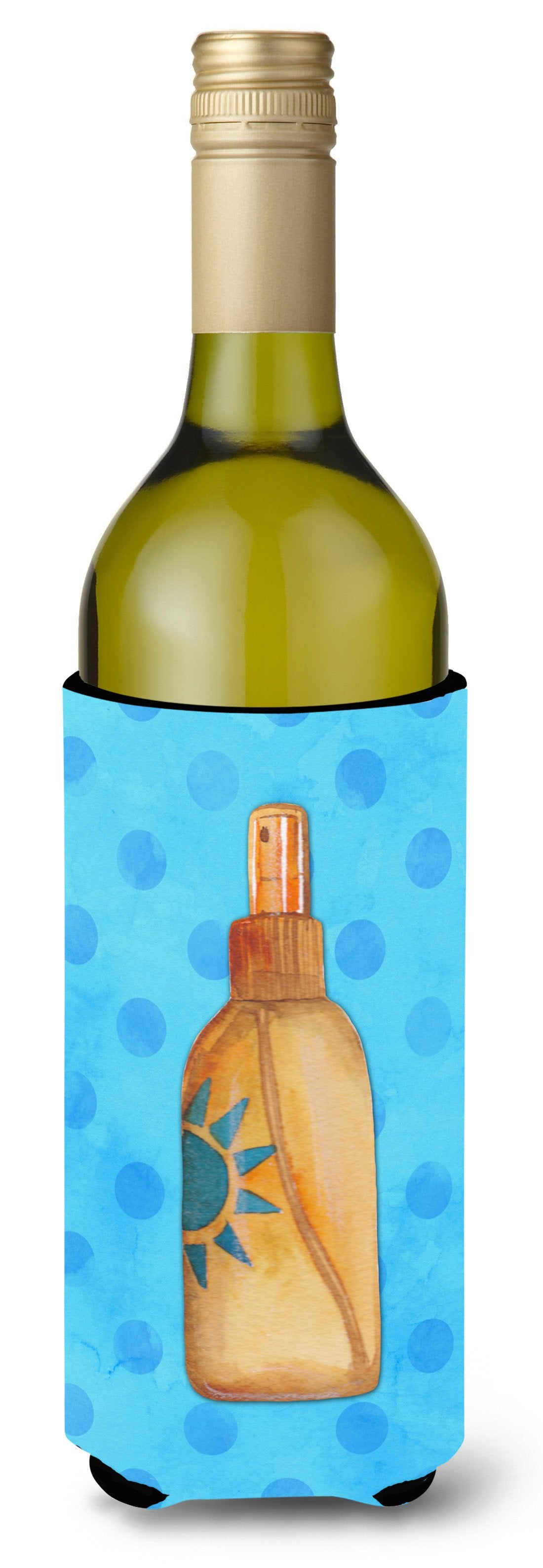 Message in a Bottle Blue Polkadot Wine Bottle Beverge Insulator Hugger BB8261LITERK by Caroline's Treasures