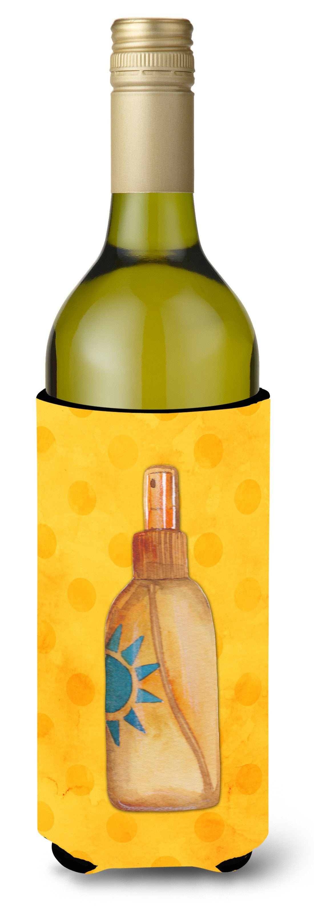 Message in a Bottle Yellow Polkadot Wine Bottle Beverge Insulator Hugger BB8262LITERK by Caroline's Treasures