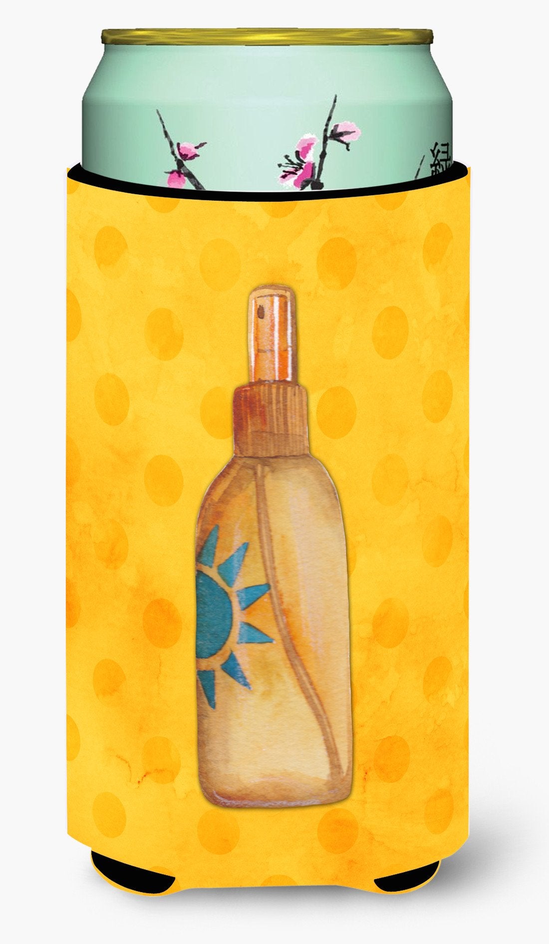 Message in a Bottle Yellow Polkadot Tall Boy Beverage Insulator Hugger BB8262TBC by Caroline&#39;s Treasures