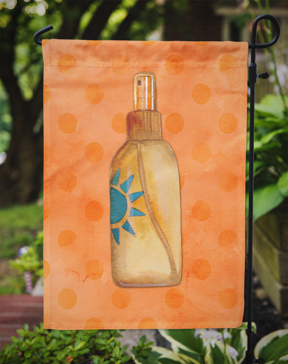 Message in a Bottle Orange Polkadot Flag Garden Size BB8263GF