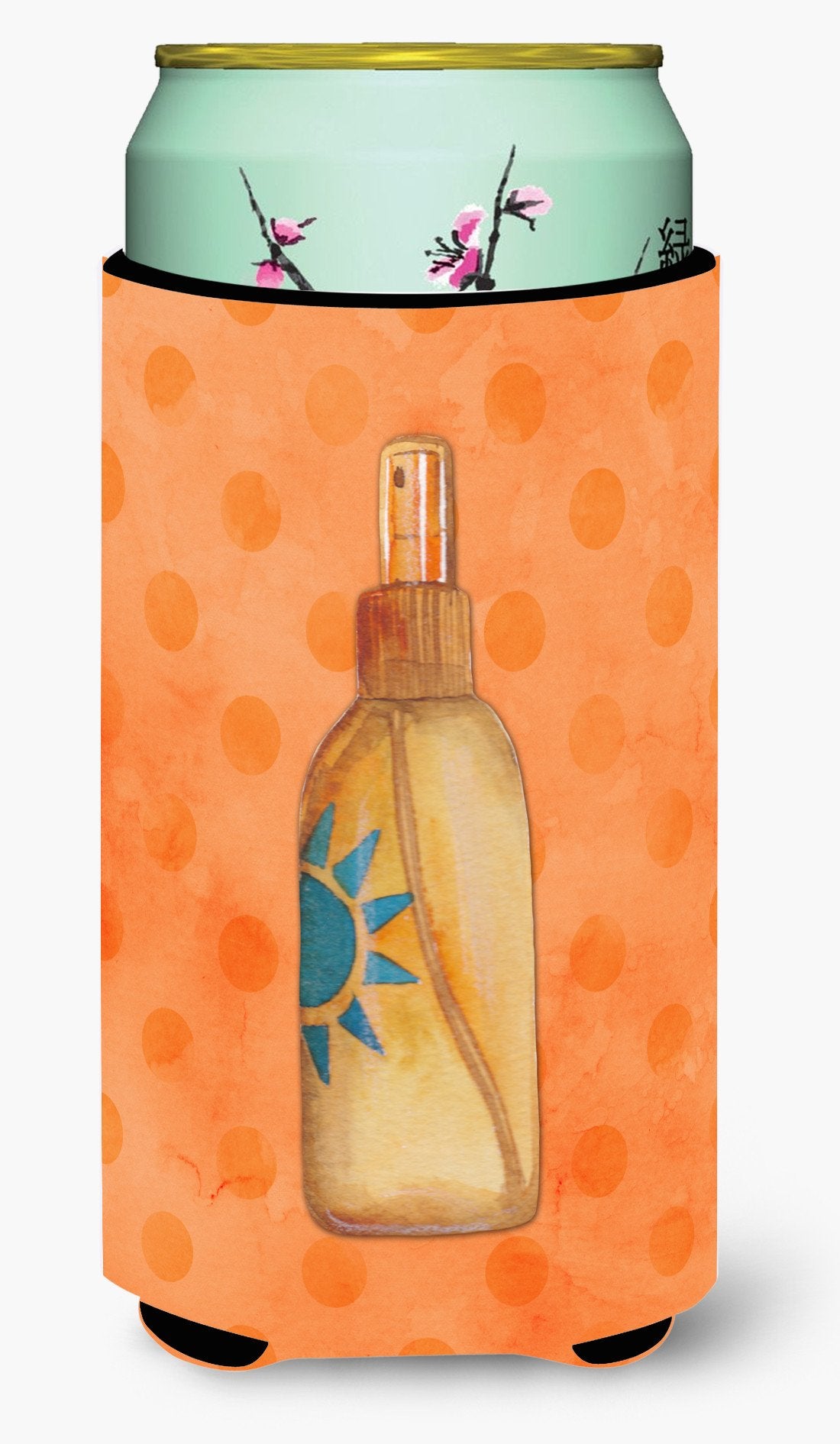 Message in a Bottle Orange Polkadot Tall Boy Beverage Insulator Hugger BB8263TBC by Caroline's Treasures