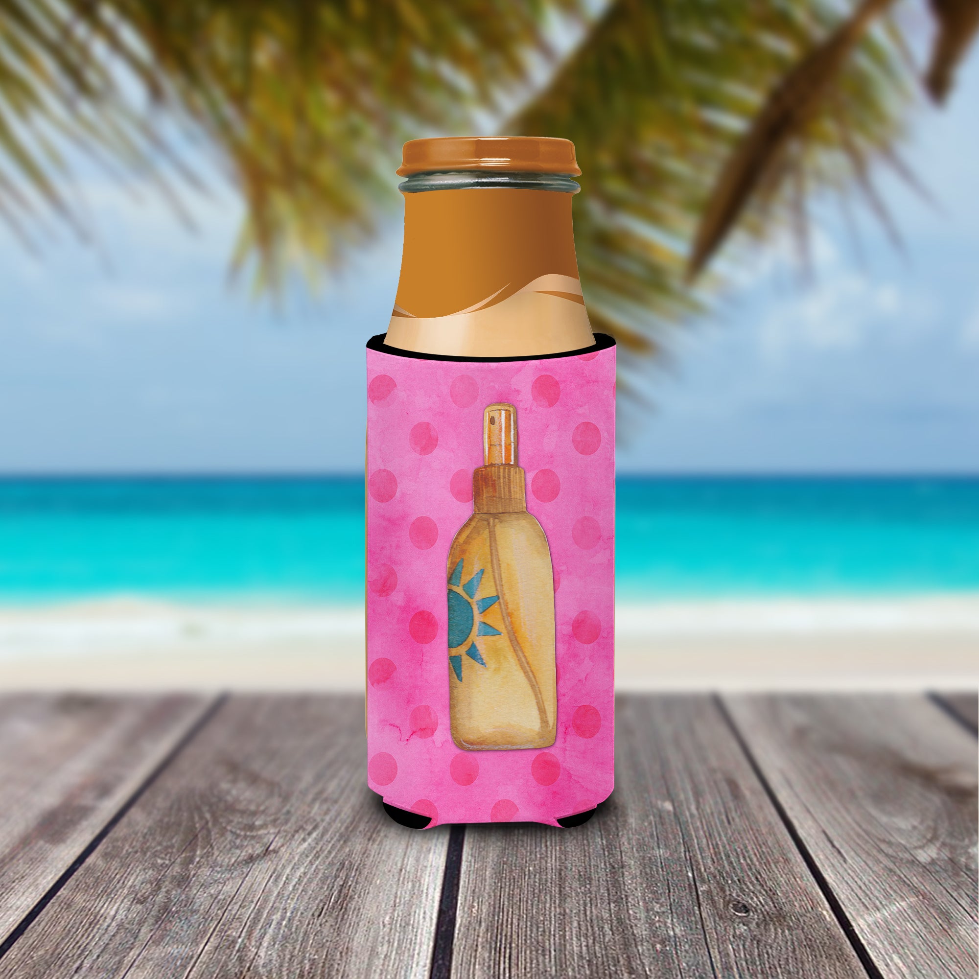 Message in a Bottle Pink Polkadot  Ultra Hugger for slim cans BB8264MUK