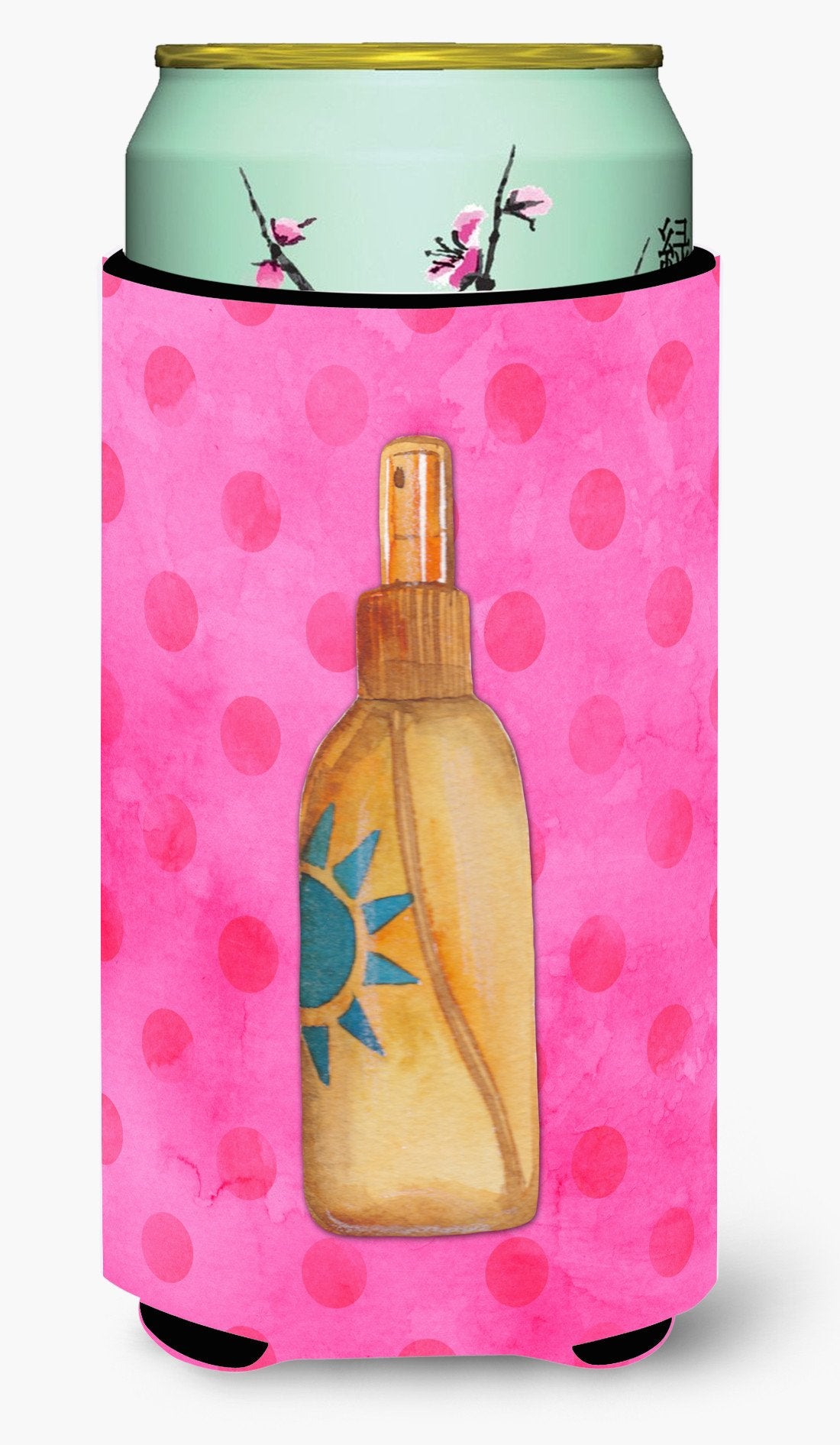 Message in a Bottle Pink Polkadot Tall Boy Beverage Insulator Hugger BB8264TBC by Caroline's Treasures