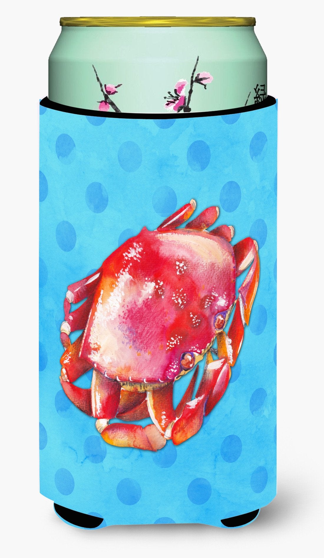 Crab Blue Polkadot Tall Boy Beverage Insulator Hugger BB8266TBC by Caroline&#39;s Treasures