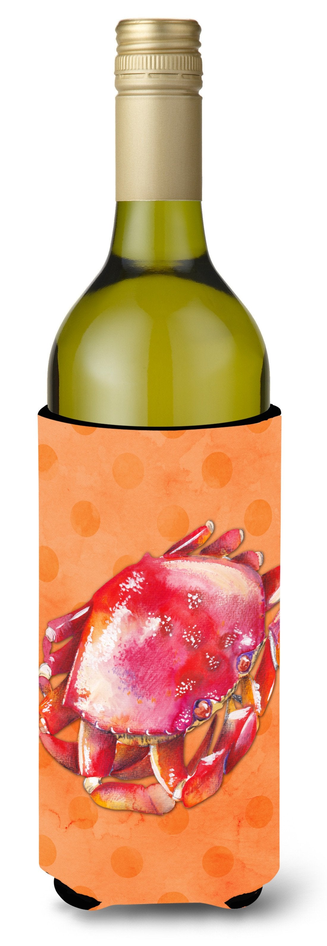 Crab Orange Polkadot Wine Bottle Beverge Insulator Hugger BB8268LITERK by Caroline&#39;s Treasures