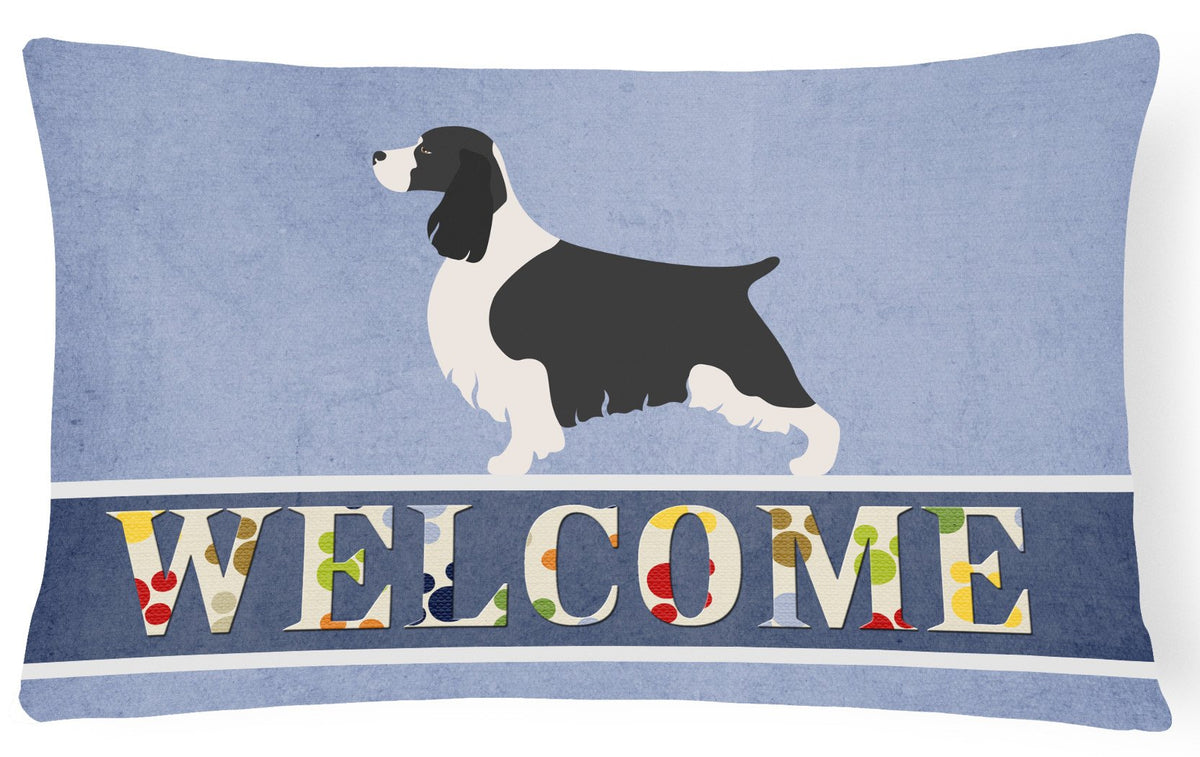English Springer Spaniel Welcome Canvas Fabric Decorative Pillow BB8273PW1216 by Caroline&#39;s Treasures
