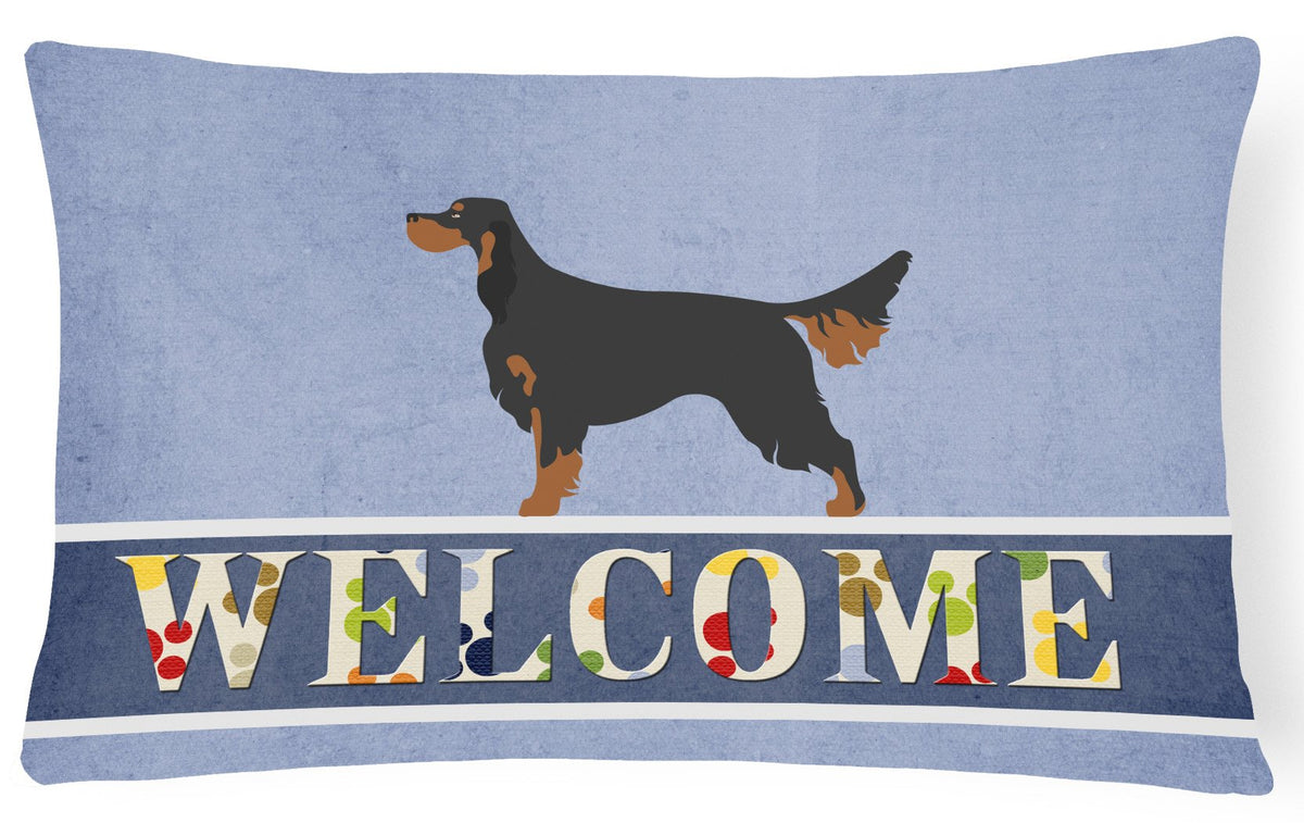 Gordon Setter Welcome Canvas Fabric Decorative Pillow BB8274PW1216 by Caroline&#39;s Treasures