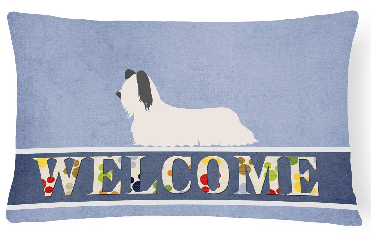 Skye Terrier Welcome Canvas Fabric Decorative Pillow BB8278PW1216 by Caroline&#39;s Treasures