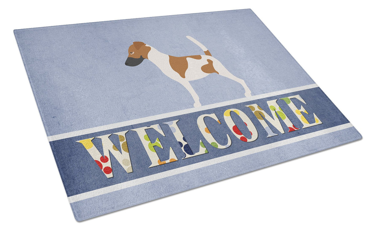 Smooth Fox Terrier Welcome Glass Cutting Board Large BB8279LCB by Caroline&#39;s Treasures