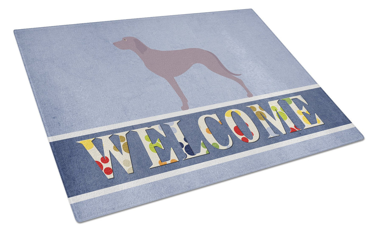 Weimaraner Welcome Glass Cutting Board Large BB8280LCB by Caroline&#39;s Treasures