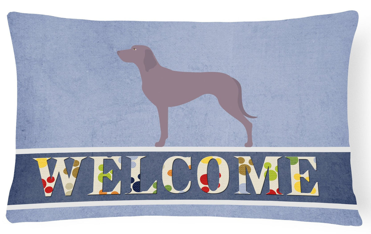 Weimaraner Welcome Canvas Fabric Decorative Pillow BB8280PW1216 by Caroline&#39;s Treasures