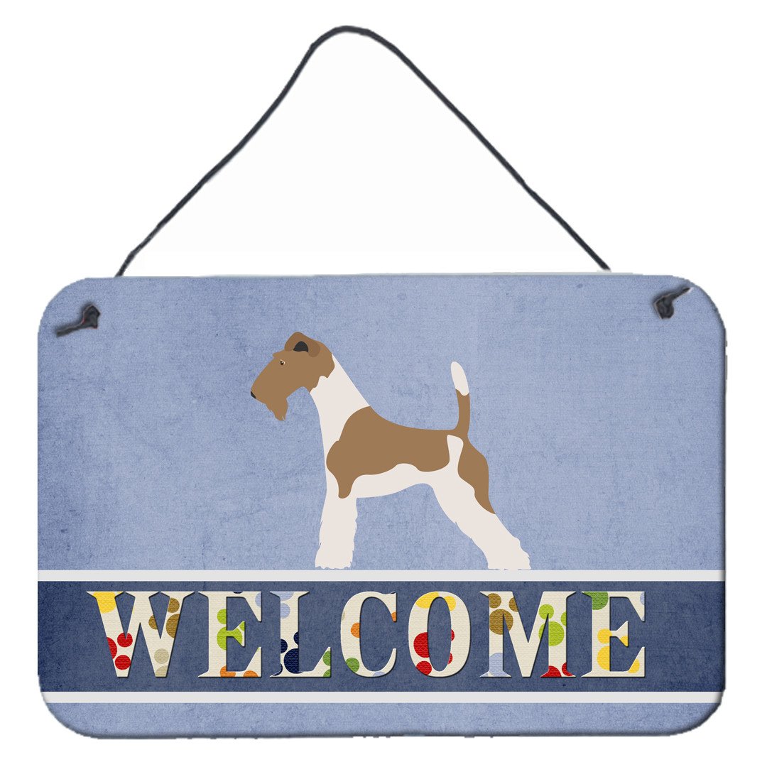 Wire Fox Terrier Welcome Wall or Door Hanging Prints BB8284DS812 by Caroline&#39;s Treasures