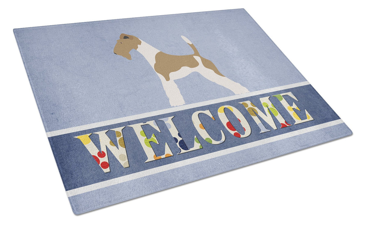 Wire Fox Terrier Welcome Glass Cutting Board Large BB8284LCB by Caroline&#39;s Treasures