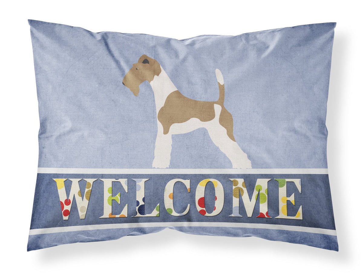 Wire Fox Terrier Welcome Fabric Standard Pillowcase BB8284PILLOWCASE by Caroline&#39;s Treasures