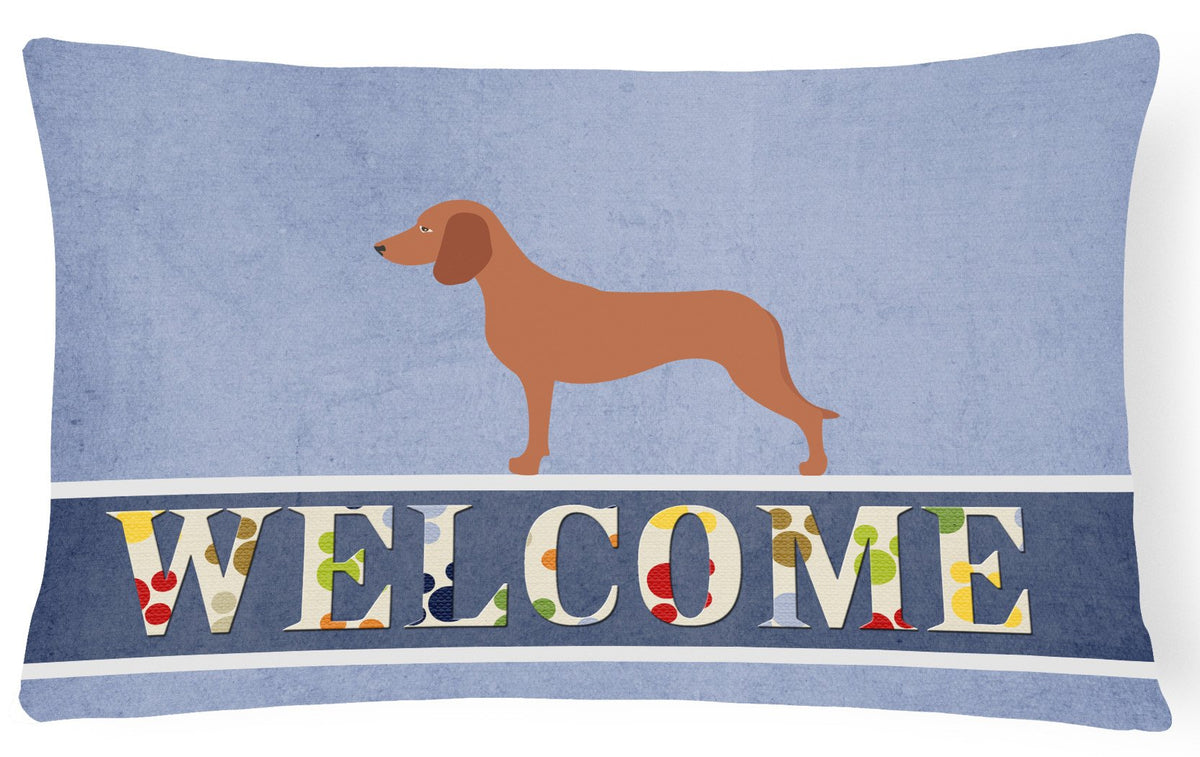 Bavarian Mountian Hound Welcome Canvas Fabric Decorative Pillow BB8285PW1216 by Caroline&#39;s Treasures