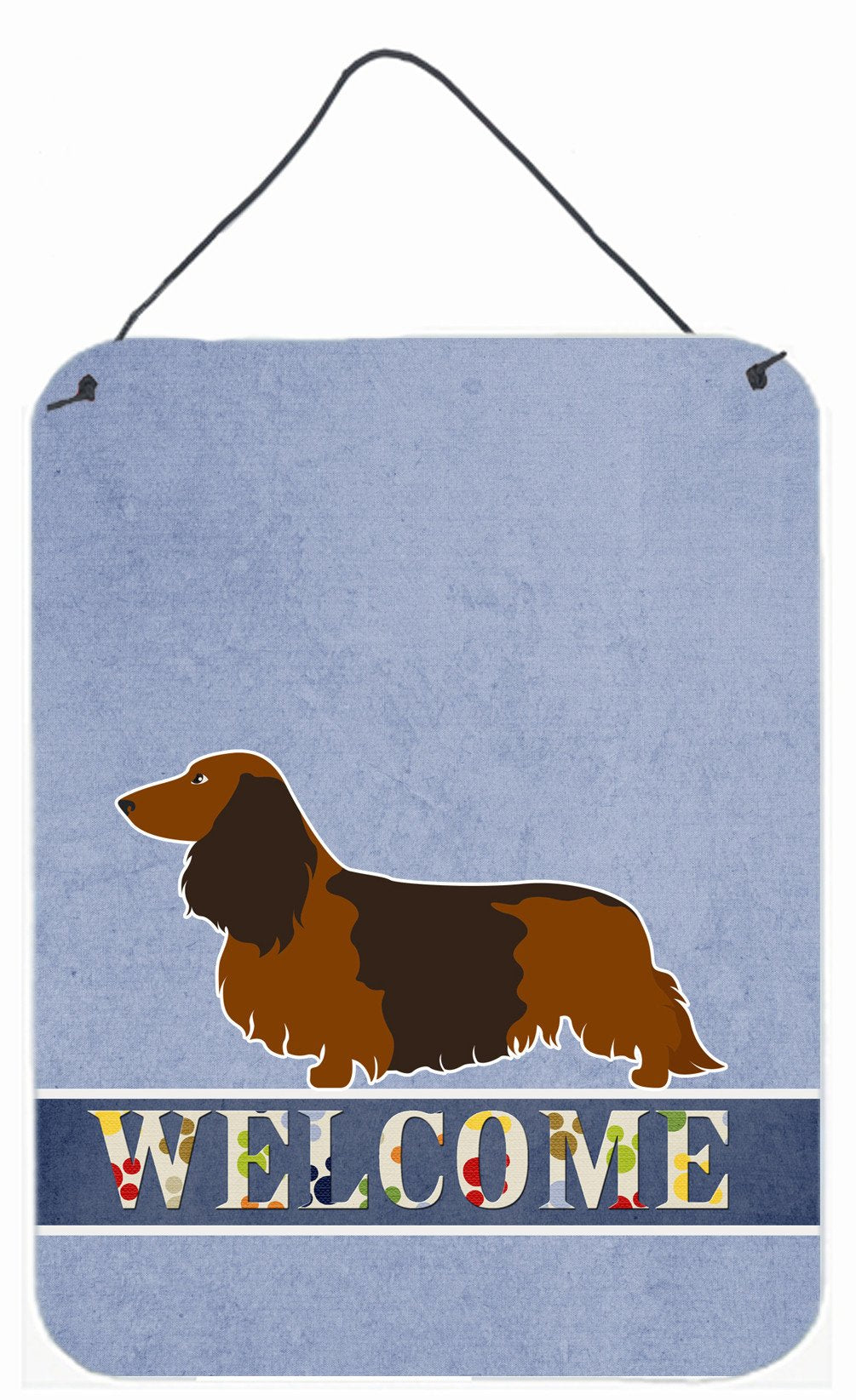 Longhaired Dachshund Welcome Wall or Door Hanging Prints BB8287DS1216 by Caroline&#39;s Treasures
