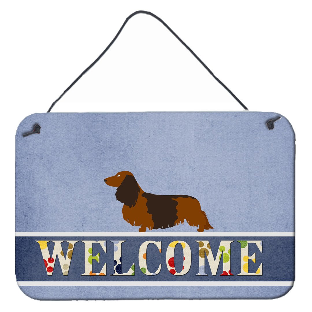 Longhaired Dachshund Welcome Wall or Door Hanging Prints BB8287DS812 by Caroline&#39;s Treasures