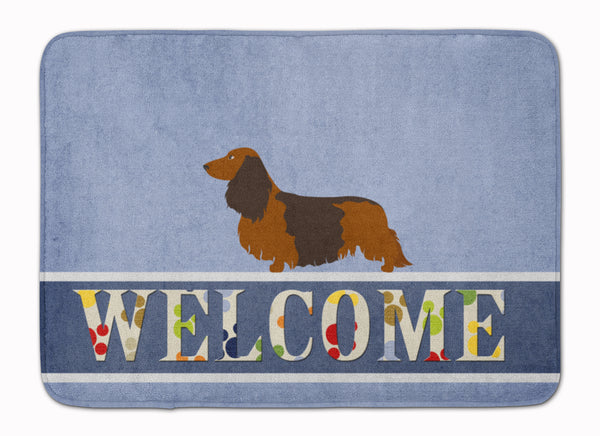 Longhaired Dachshund Welcome Machine Washable Memory Foam Mat BB8287RUG - the-store.com