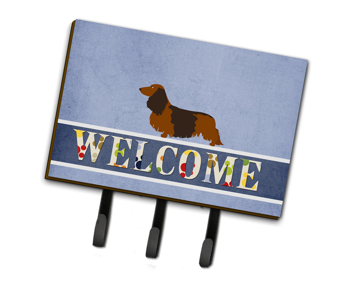 Longhaired Dachshund Welcome Leash or Key Holder BB8287TH68  the-store.com.