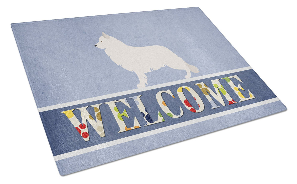 Berger Blanc Suisse Welcome Glass Cutting Board Large BB8292LCB by Caroline&#39;s Treasures