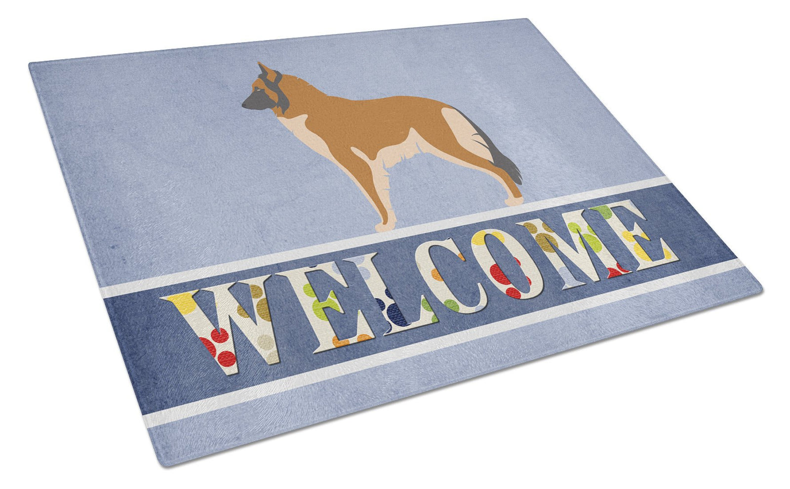 Caroline's Treasures Belgian Tervuren Welcome Glass Cutting Boards – Durable, Decorative Kitchen Art Large BB8303LCB