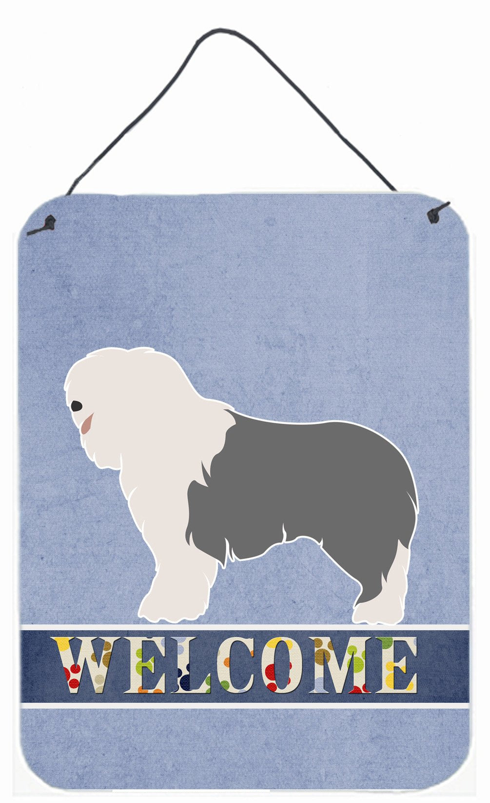 Old English Sheepdog Welcome Wall or Door Hanging Prints BB8304DS1216 by Caroline&#39;s Treasures