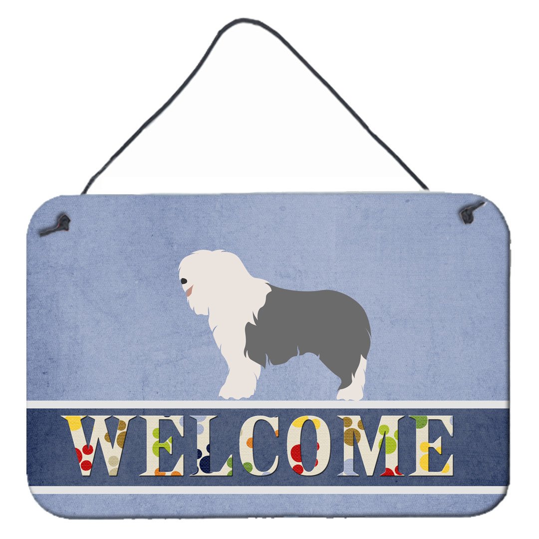 Old English Sheepdog Welcome Wall or Door Hanging Prints BB8304DS812 by Caroline&#39;s Treasures