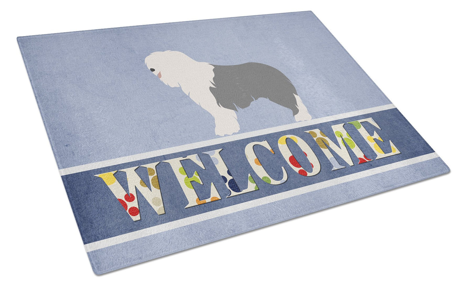 Old English Sheepdog Welcome Glass Cutting Board Large BB8304LCB by Caroline's Treasures