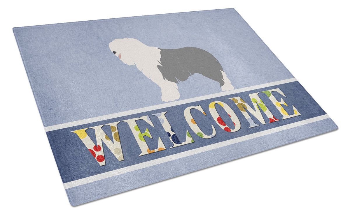 Old English Sheepdog Welcome Glass Cutting Board Large BB8304LCB by Caroline&#39;s Treasures