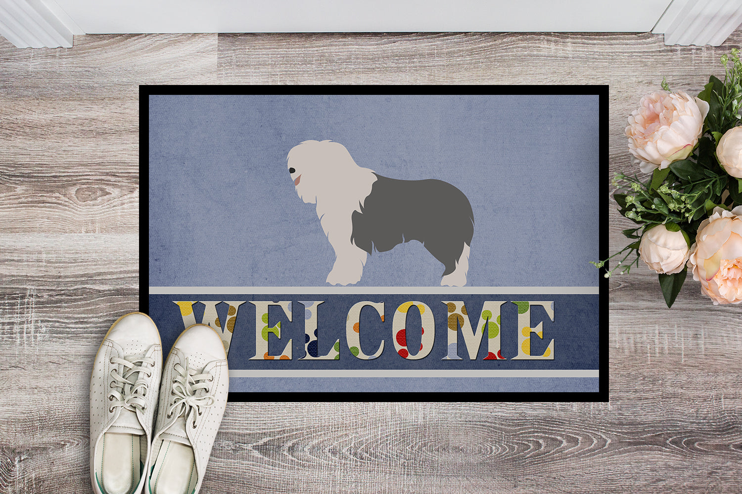 Old English Sheepdog Welcome Indoor or Outdoor Mat 18x27 BB8304MAT - the-store.com