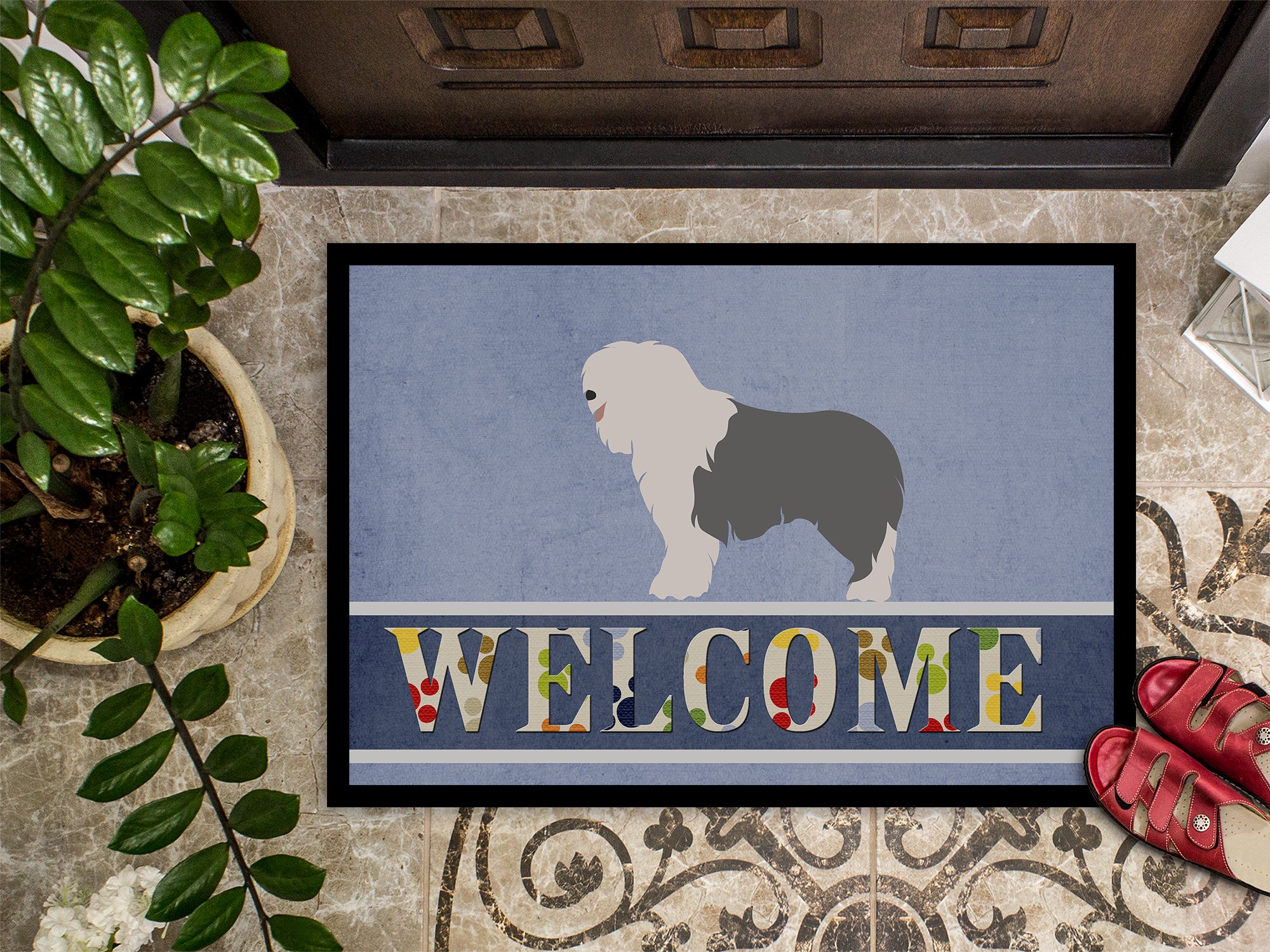 Old English Sheepdog Welcome Indoor or Outdoor Mat 18x27 BB8304MAT - the-store.com